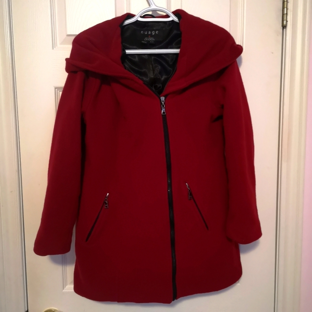 🇨🇦 Nuage Wool Cashmere Red Hooded Coat